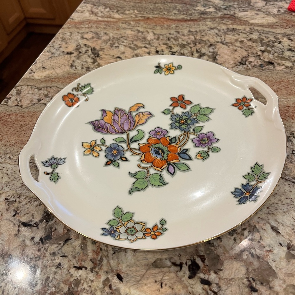 Floral Patterned Serveware Platter and matching relish dish